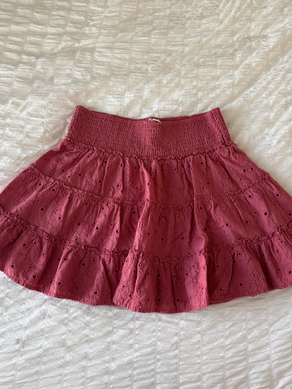 American Eagle Outfitters Rose Pink Eyelet Tiered Skirt